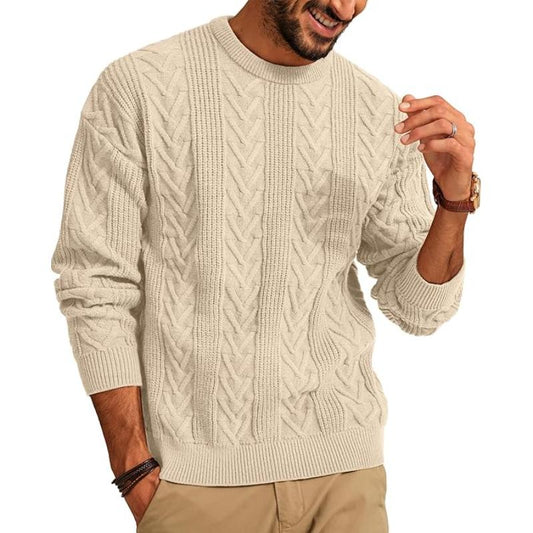 Men Casual Cable Knit Drop Style Pullover