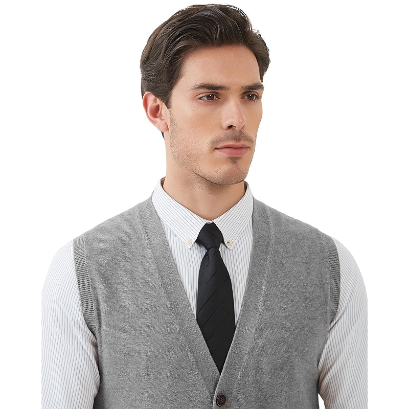 Kallspin Sweater Vest Wool Blend V Neck Button Sleeveless Cardigan