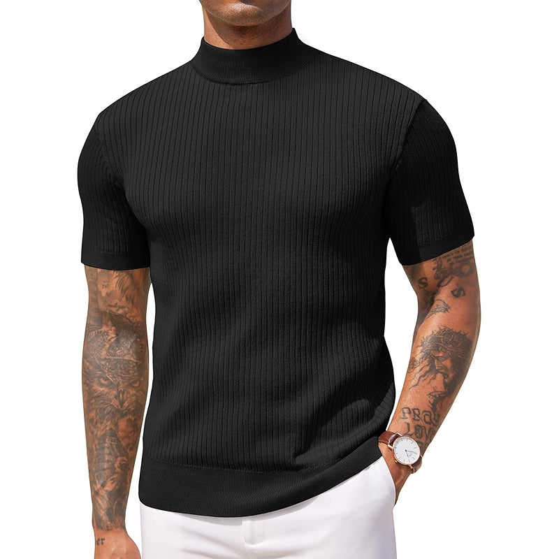 Mock Turtleneck Sweater Short Sleeve Casual Basic Top