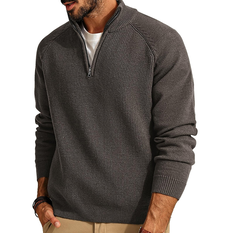 Quarter Zip Pullover Sweater Turtleneck Raglan Long Sleeve