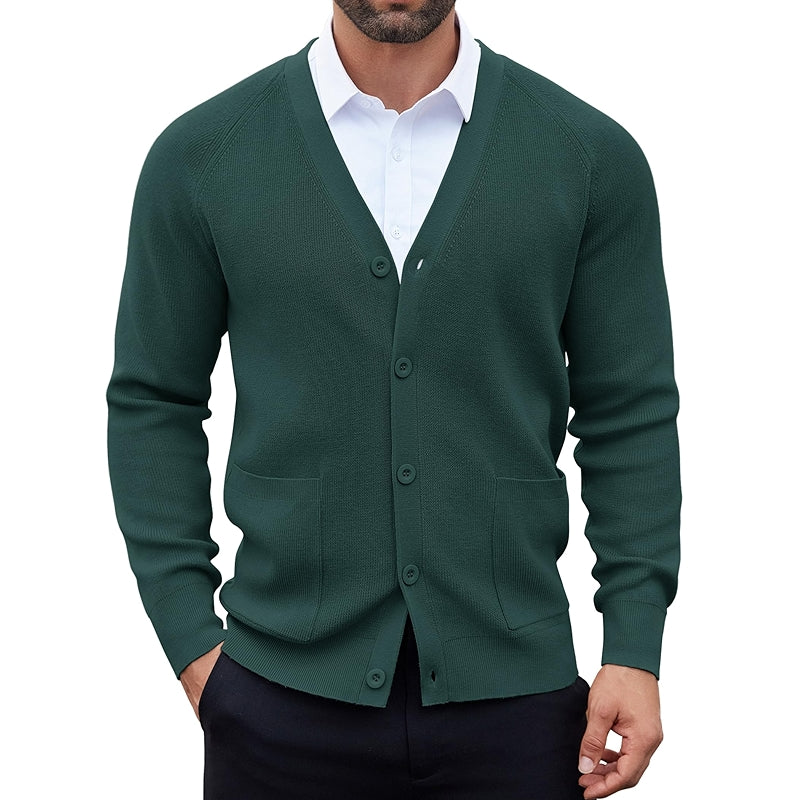 Lightweight Casual Cardigan Sweater With Buttons And Pockets