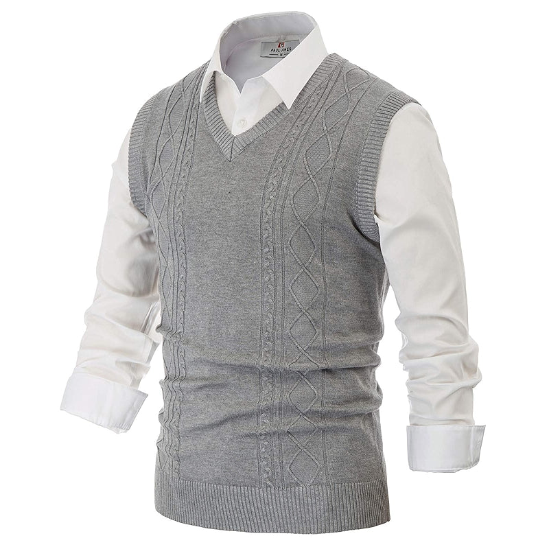 V Neck Sweater Vest Cable Knitted Pullover