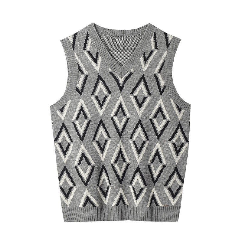 V Neck Knitted Sweater Sleeveless Pullover Knitwear Vest