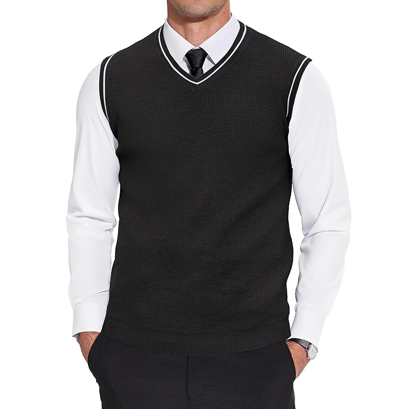 Sweater Vest V Neck Sleeveless Casual Knitted Pullover