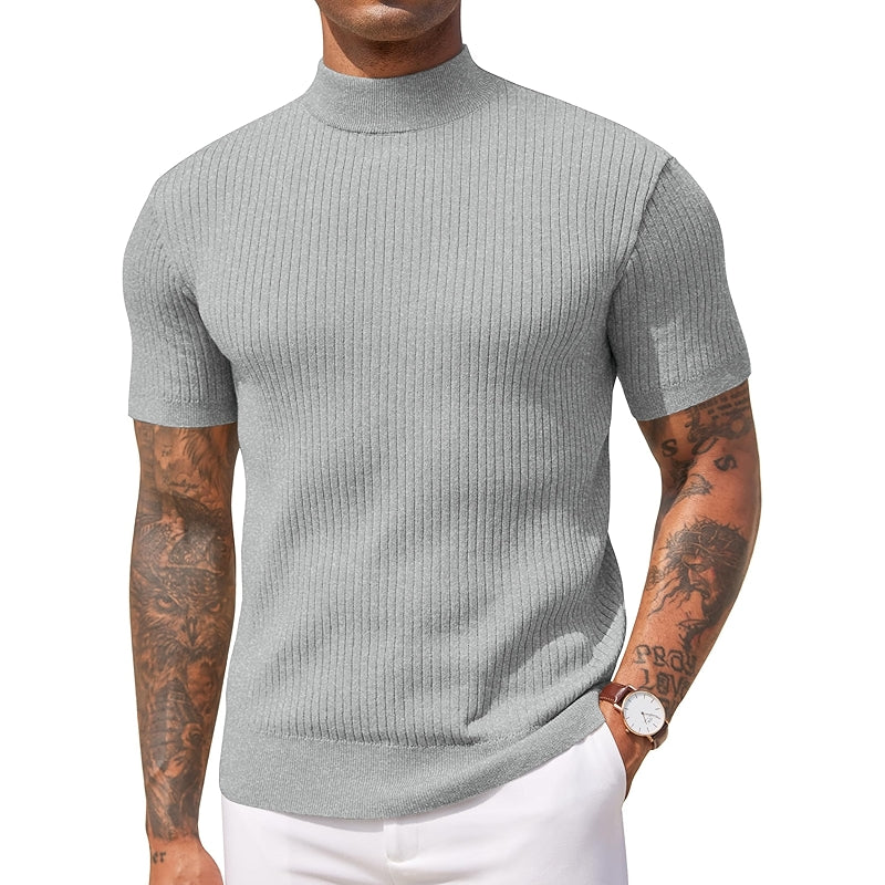 Mock Turtleneck Sweater Short Sleeve Casual Basic Top