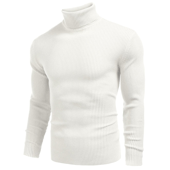 Ribbed Slim Fit Knitted Pullover Casual Turtleneck Sweater
