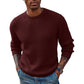 Crewneck Pullover Sweater Waffle Textured Long Sleeve