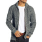 Shawl Neck Cardigan Sweater Cable Knit Zip Up With Pockets