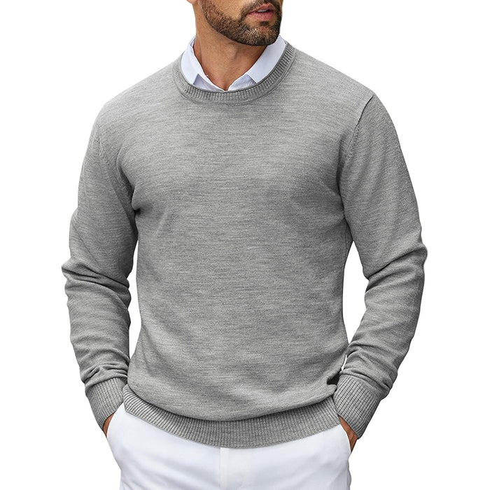 Crewneck Pullover Knit Sweater Lightweight With Ribbing Edge