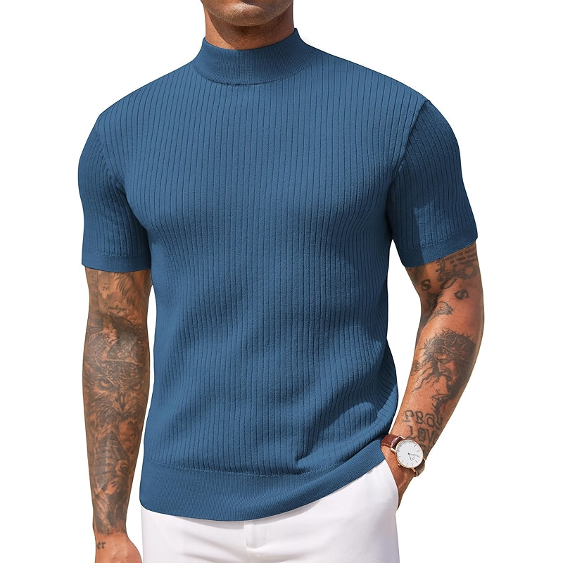 Mock Turtleneck Sweater Short Sleeve Casual Basic Top