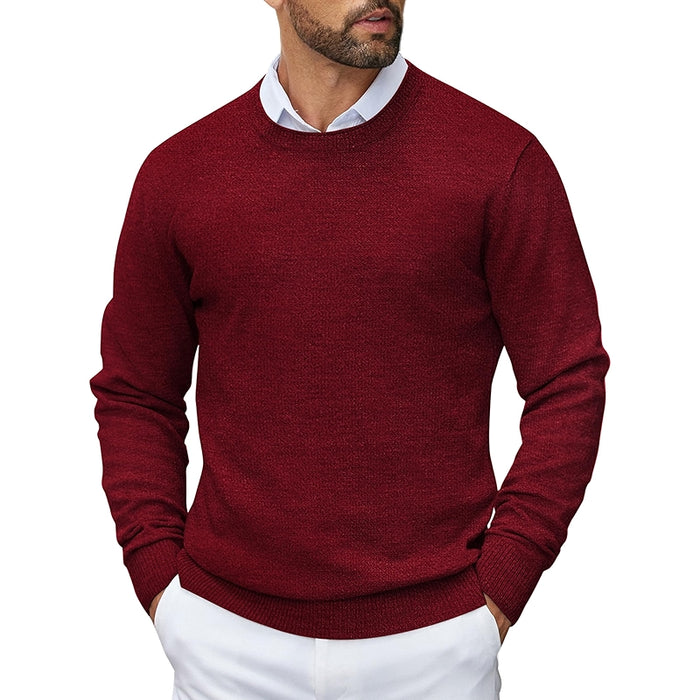 Crewneck Pullover Knit Sweater Lightweight With Ribbing Edge