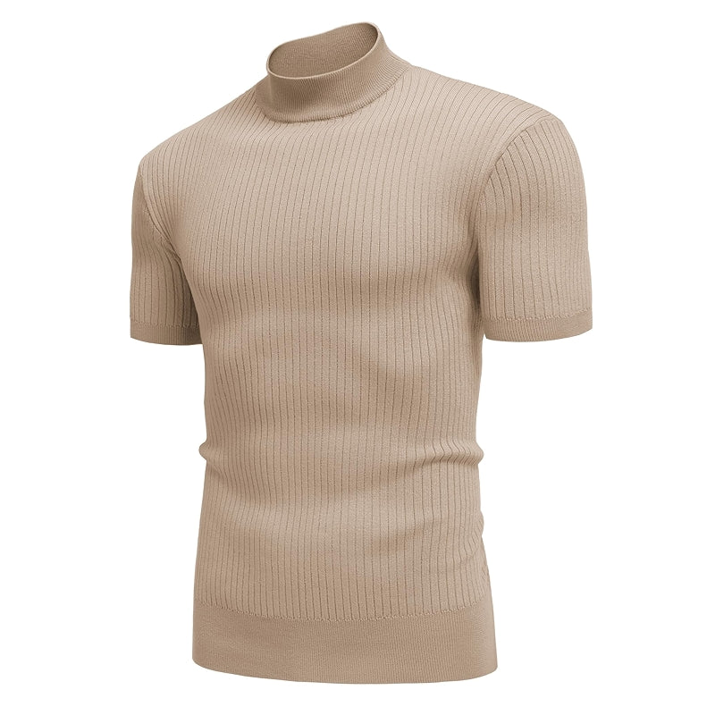 Mock Turtleneck Sweater Short Sleeve Casual Basic Top