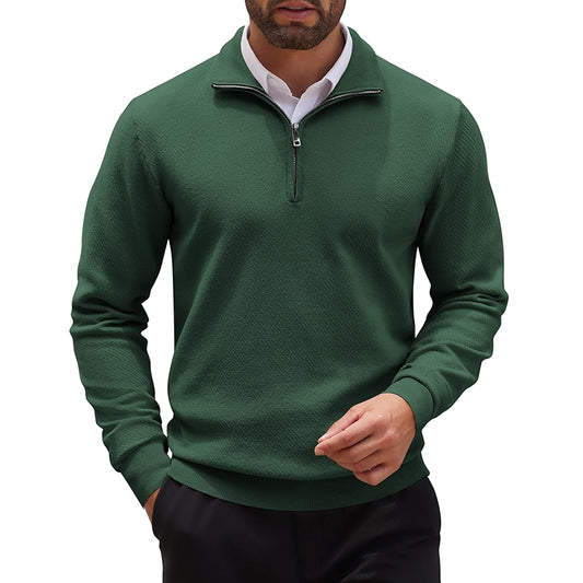 Quarter Zip Up Sweater Slim Fit Casual Long Sleeve Pullover