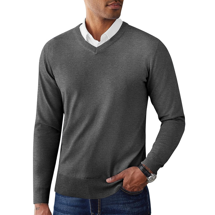 V Neck Pullover Sweater Slim Fit Casual Dress Sweater