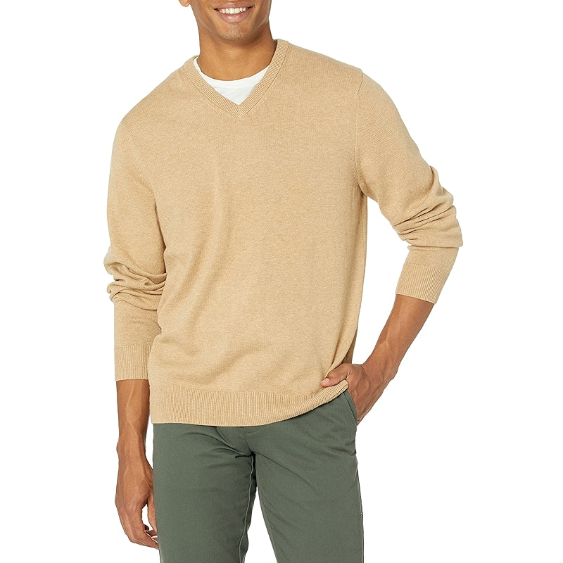 Casual Pullover With V Style And Long Sleeves