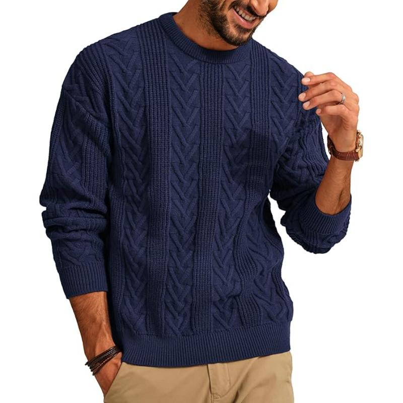 Men Casual Cable Knit Drop Style Pullover