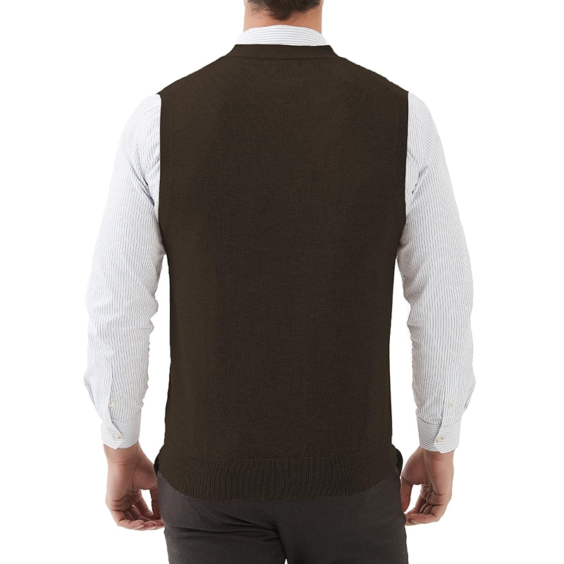 Kallspin Sweater Vest Wool Blend V Neck Button Sleeveless Cardigan