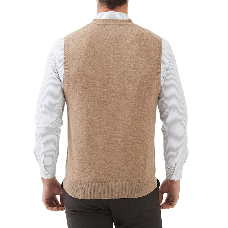 Kallspin Sweater Vest Wool Blend V Neck Button Sleeveless Cardigan