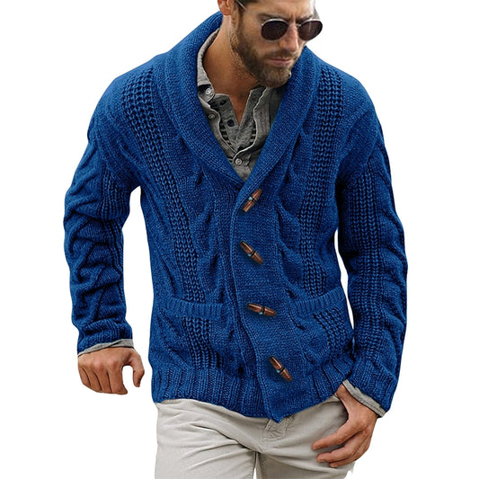 Knitted Shawl Collar Cardigan With Pockets