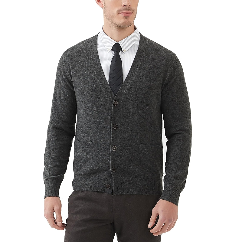 Kallspin Cardigan Sweater Wool Blend V Neck Button Down With Pockets