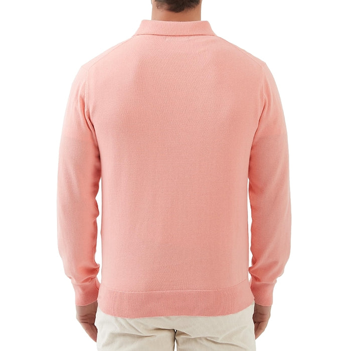 Kallspin Cotton Knit Polo Sweater Classic Casual Long Sleeve