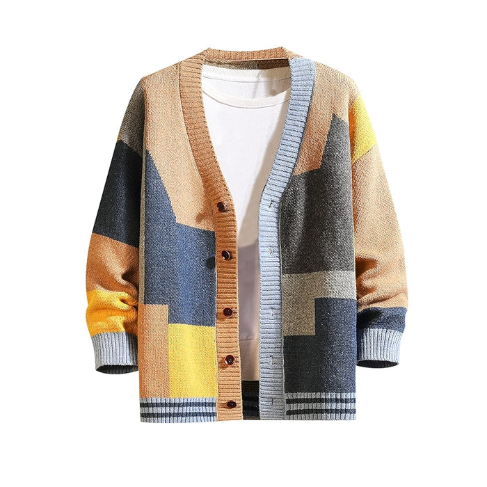 Knitted Long Sleeve Cardigan Sweater With Buttons