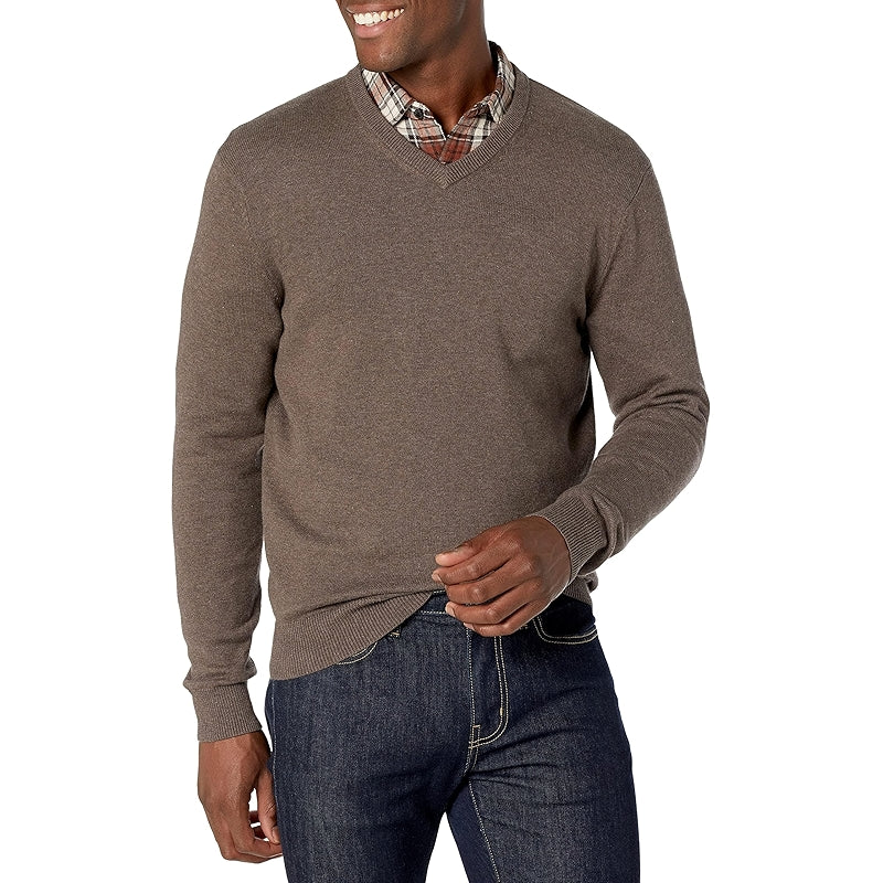 Casual Pullover With V Style And Long Sleeves