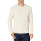 Long Sleeve Cotton Fisherman Cable Crewneck Sweater