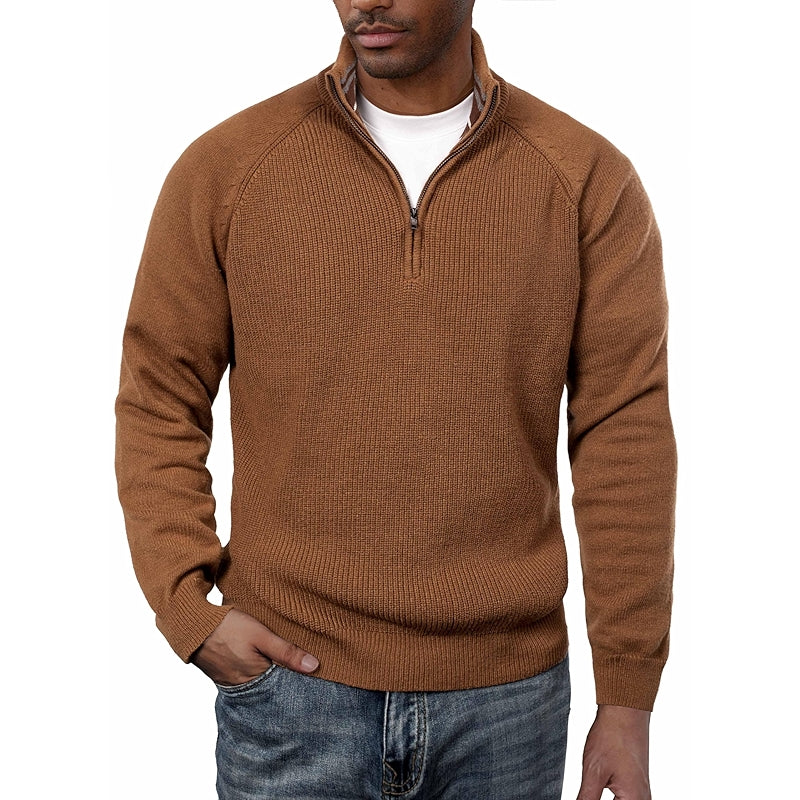 Quarter Zip Pullover Sweater Turtleneck Raglan Long Sleeve