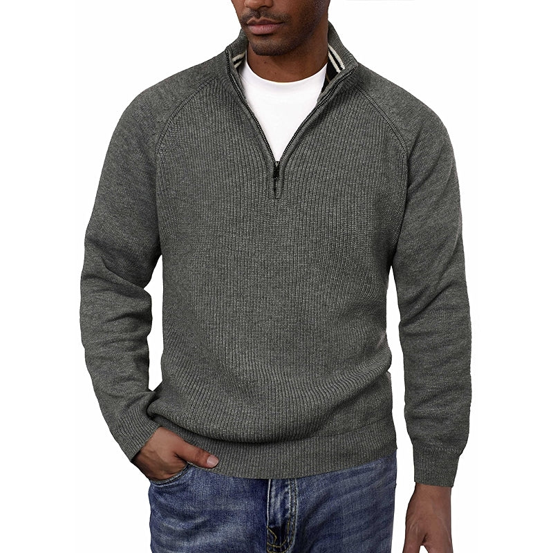 Quarter Zip Pullover Sweater Turtleneck Raglan Long Sleeve