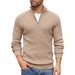 Quarter Zip Sweater Slim Fit Mock Neck Pullover