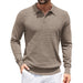 Knit Polo Sweater Long Sleeve Casual Collared Quarter Button