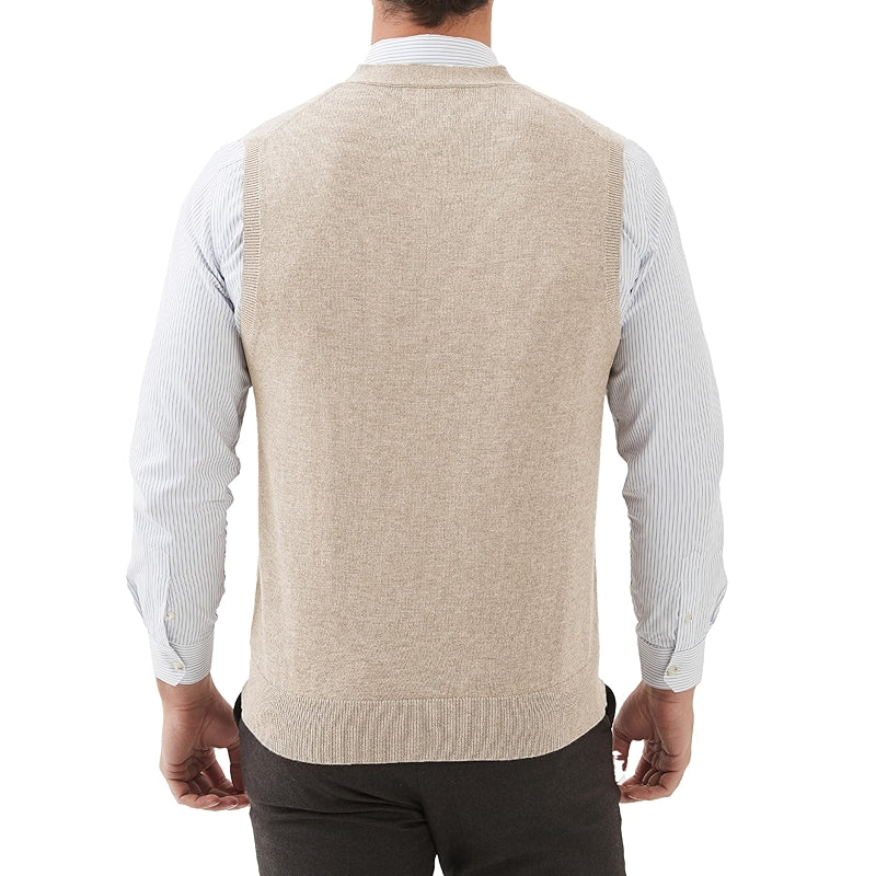 Kallspin Sweater Vest Wool Blend V Neck Button Sleeveless Cardigan