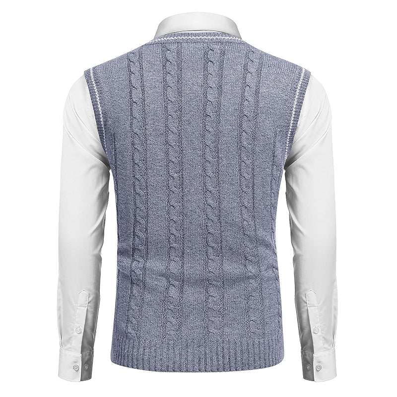 Casual Sweater Vest V Neck Slim Fit Knitted Pullover