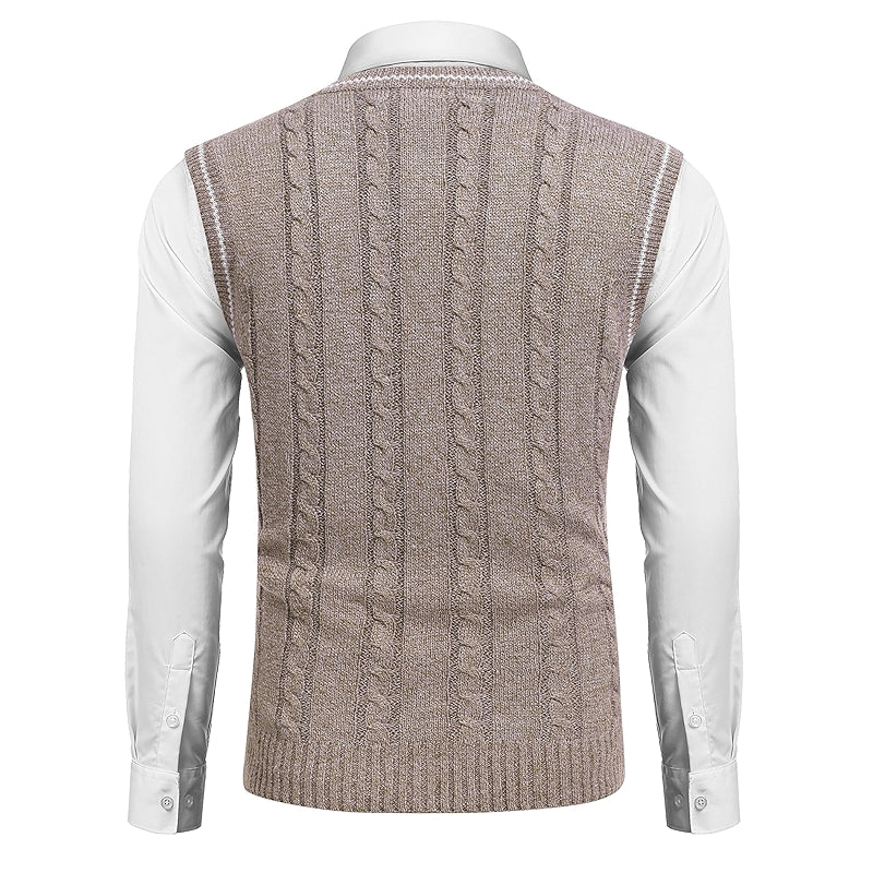 Casual Sweater Vest V Neck Slim Fit Knitted Pullover