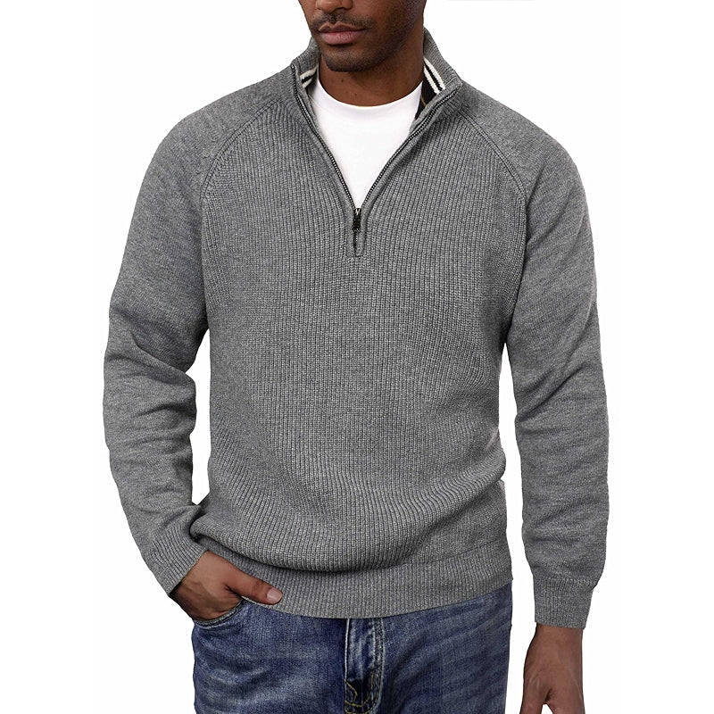 Quarter Zip Pullover Sweater Turtleneck Raglan Long Sleeve