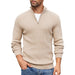 Quarter Zip Sweater Slim Fit Mock Neck Pullover