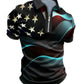 American Flag Print Short Sleeve Polo T Shirt