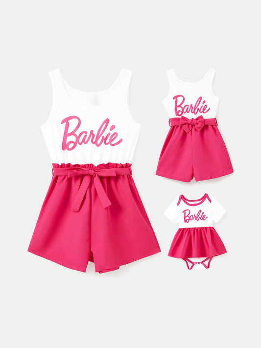 Barbie Letter Print Family Matching Rompers Set