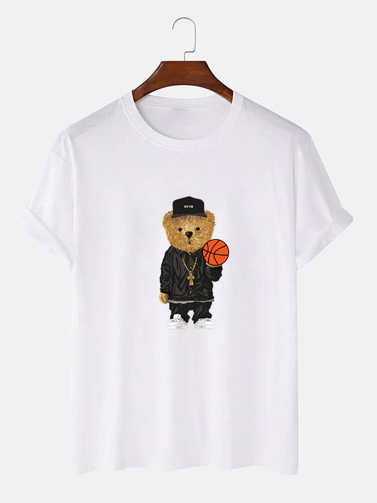 Basketball Bear Print T Shirt