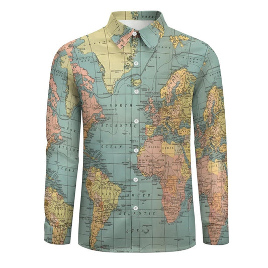 Map Casual Printed Long Sleeve Shirt