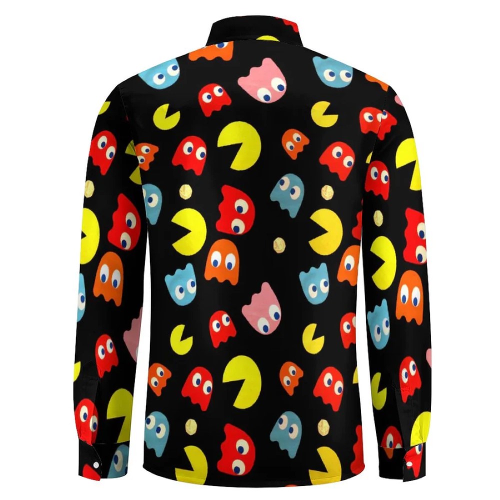 Pacman Inspired Casual Printed Long Sleeve Shirt