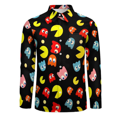 Pacman Inspired Casual Printed Long Sleeve Shirt