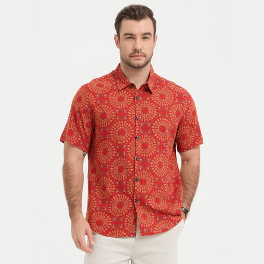 Casual Retro Print Short Sleeve Shirt