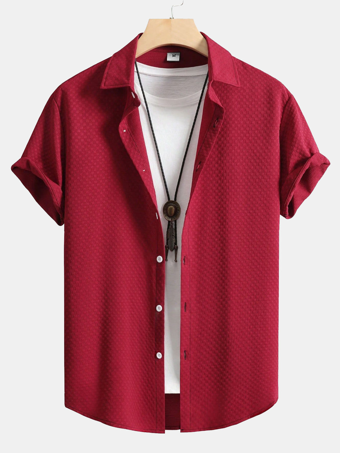 Checkerboard Jacquard Button Up Shirt