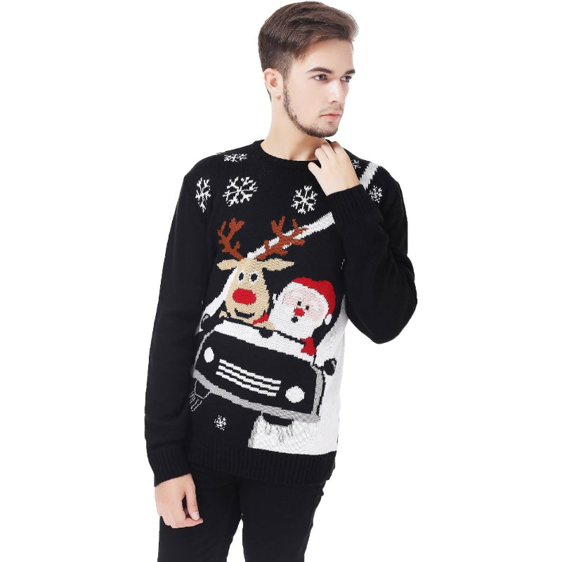 Festive Christmas Sweater With Snowflake Print