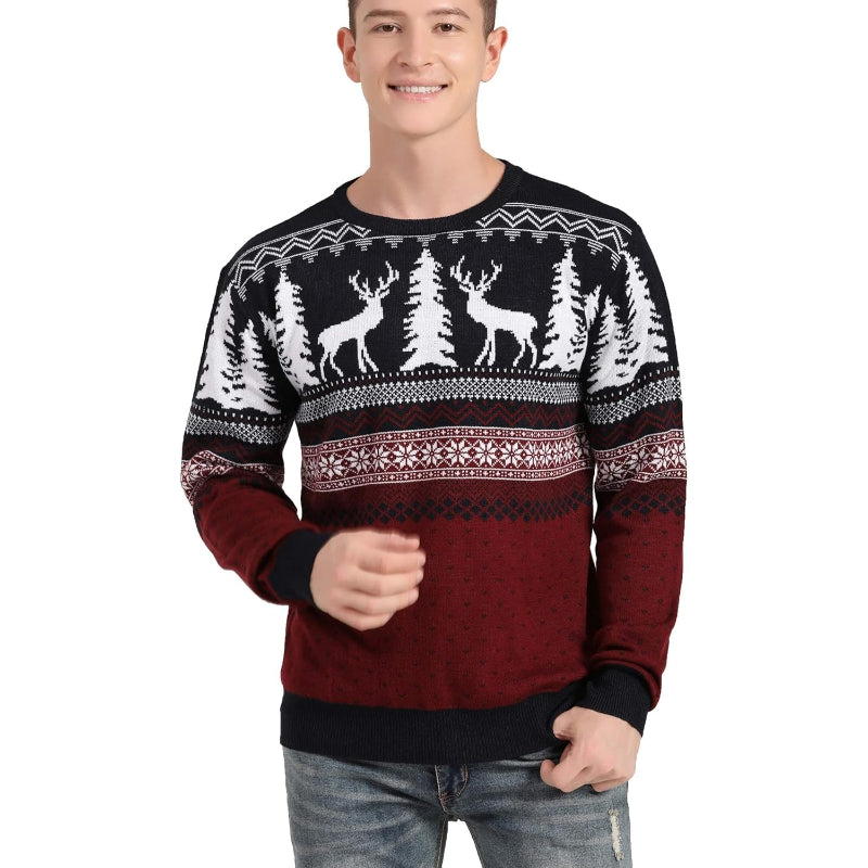 Festive Christmas Sweater With Snowflake Print