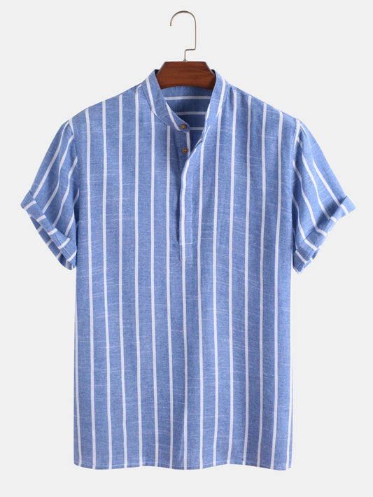 Classic Stripes Short Sleeve Henley Shirt