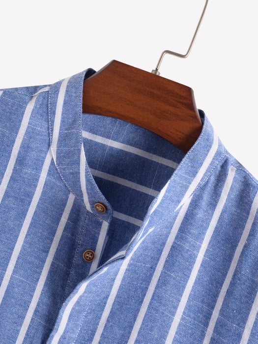 Classic Stripes Short Sleeve Henley Shirt