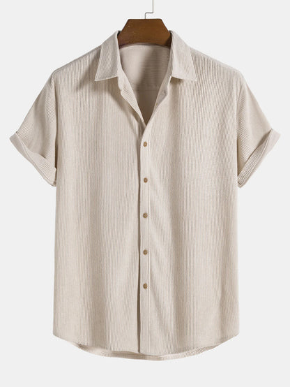 Corduroy Button Up Short Sleeved Shirts